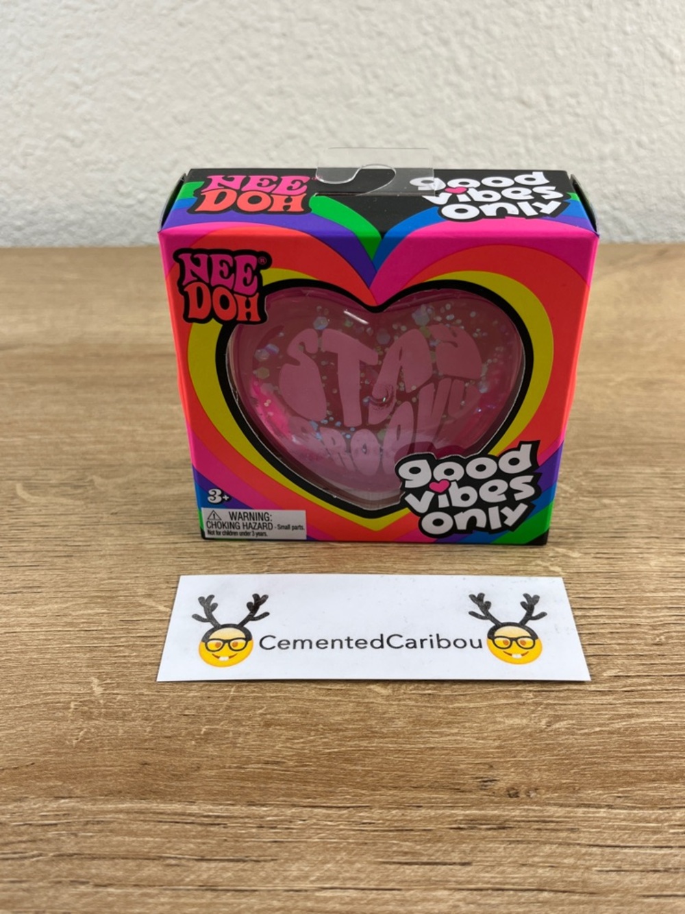 NeeDoh Good Vibes Only Pink “Stay Groovy” Heart Squishy Fidget Toy NEW